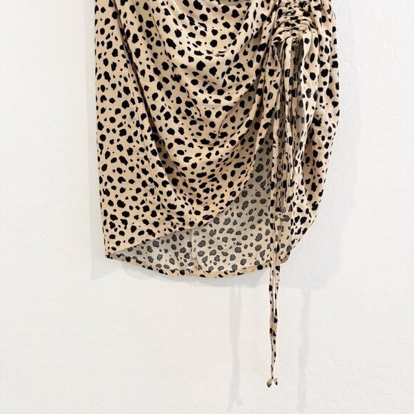 Lottie Miss x Pacsun Leopard Print Crepe Ruched Tie Mini Dress Party Clubwear XS - Picture 5 of 12